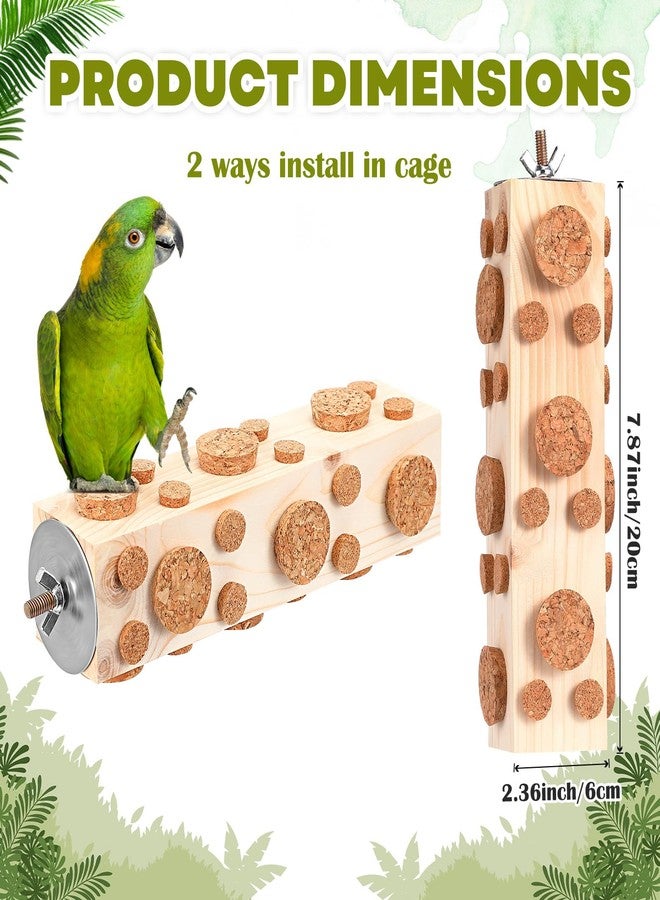 Skyygemm 2 Pieces Bird Chew Toy Wooden Foraging Toys for Birds Parrot Cork Stopper Toys Woodpecker Feeding Toy for Macaws, Small Parakeets, Conures, Budgies, Finches Conure Cockatiel - Image 2
